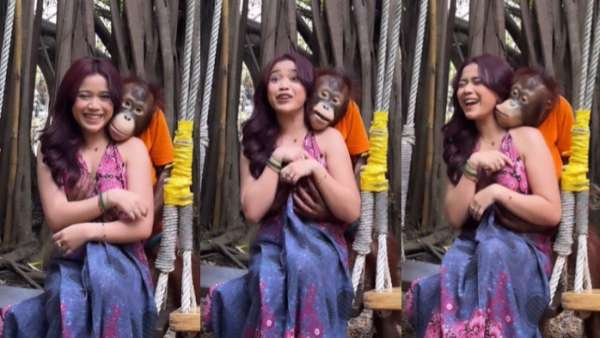 Brisia Jodie kaget dadanya dipegang orangutan