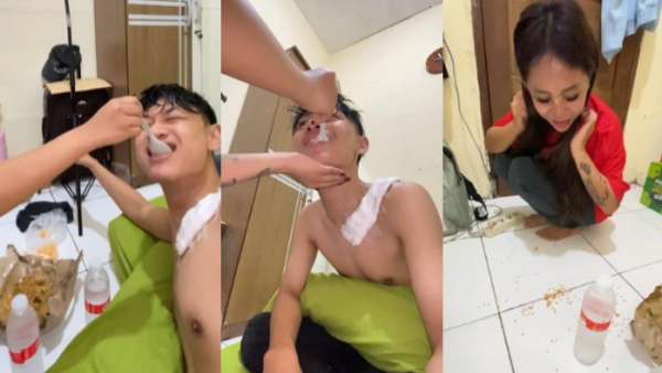 Cimoy telaten menyuapi makanan untuk Dimas.