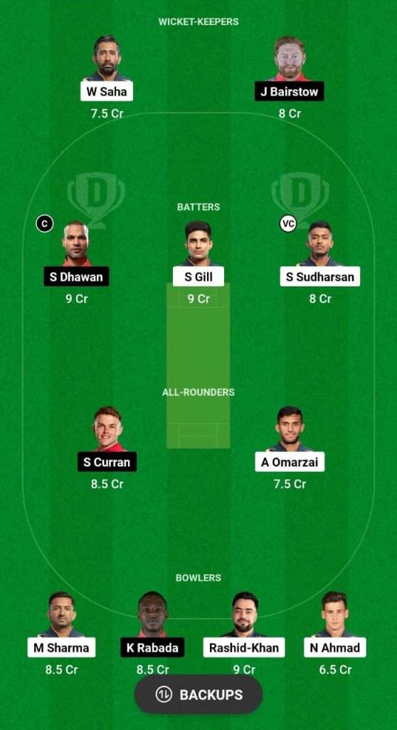 GT vs PBKS Dream11 Prediction Fantasy Cricket Tips Dream11 Team IPL 2024 