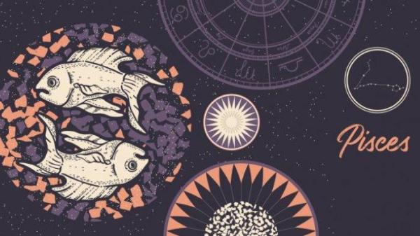 Lambang dan zodiak Pisces.