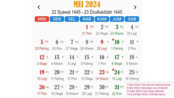 Kalender Jawa Mei 2024 Tanggalan Jawa Hari Ini