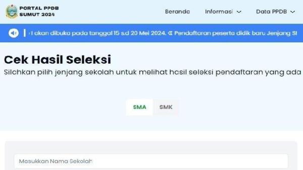 PPDB SUMUT 2024 - Inilah hasil seleksi PPDB Sumut 2024 via link resmi ppdb.disdik.sumutprov.go.id, jadwal daftar ulang/masa sanggah dan cara mengajukan sanggahan.