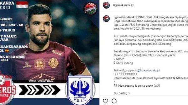 Rumor bek Roger Bonet alias Ruxi ke PSIS Semarang di bursa transfer Liga 1 2024.