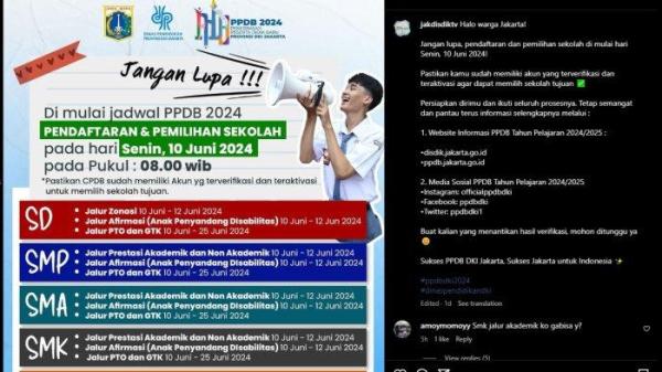 PPDB Bersama Jakarta 2024 dibuka