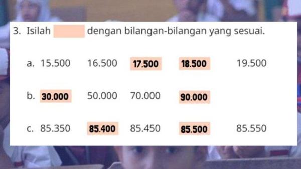 Isilah dengan bilangan-bilangan yang sesuai.