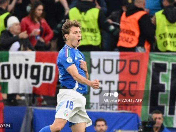 Gelandang Inter Milan, Nicolo Barella, mencetak gol penentu kemenangan 2-1 Timnas Italia atas Albania di Grup A EURO 2024, Sabtu (15/6/2024) di Dortmund.