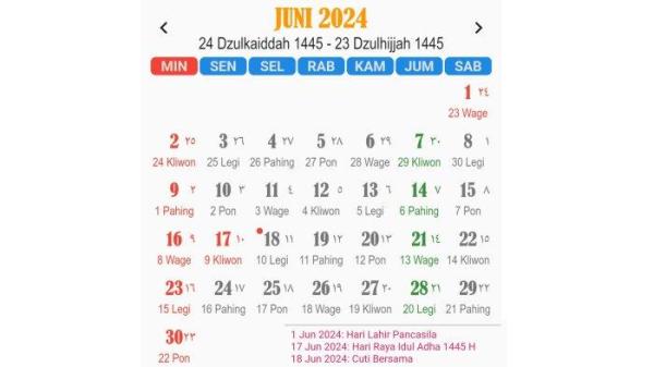 Kalender Jawa Juni 2024 Tanggalan Jawa Hari Ini