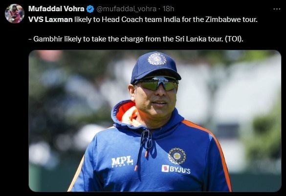 Big Breaking: Not Gambhir but VVS Laxman became the new head coach of Team India, will take over the responsibility from Zimbabwe tour 2 Laxman