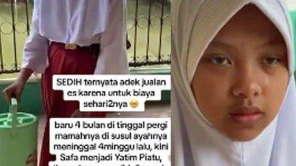 SOSOK Safa Bocah SD Sakit Tumor Payudara dan Jual Es Keliling Sekolah, Baru Saja Jadi Yatim Piatu