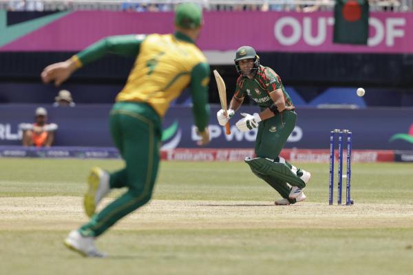 Bangladesh’s Mahmudullah plays a shot against South Africa.