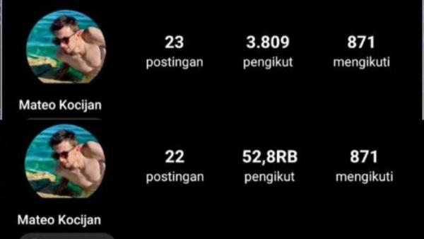 Perbandingan jumlah followers atau pengikut akun Instagram Mateo Kocijan sebelum dan setelah gabung Persib Bandung, Kamis (4/7/2024).