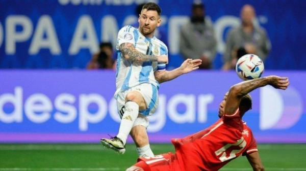 Shooting dari Lionel Messi dalam laga melawan Kanada di ajang Copa America 2024.