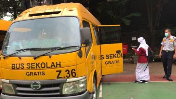 unit bus sekolah disiapkan di Jakarta Utara.