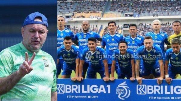 Pelatih Bojan Hodak dan skuad Persib Bandung berfoto bersama di Liga 1.