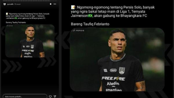 Unggahan story akun Instagram seputar bursa transfer Liga Indonesia, @gosballfc, Jumat (19/7/2024). <div class=