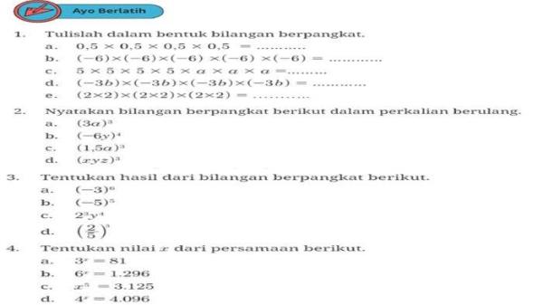 Kunci Jawaban Matematika Kelas 8 Halaman 10 Kurikulum Merdeka Ayo Berlatih dan Ayo Berkomunikasi