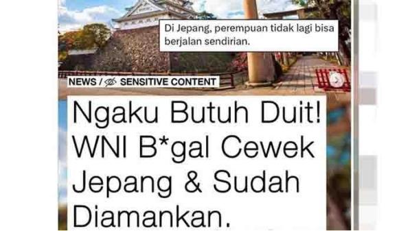 Postingan di media sosial tentang pria Indonesia begal wanita di Jepang