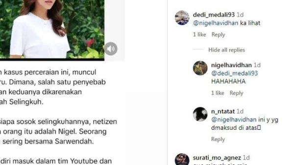 REAKSI Nigel Usai Dituding Jadi Selingkuhan Sarwendah, Diam-diam Balas Komentar di Akun Gosip
