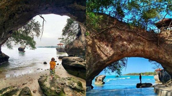 Kolase foto wisatawan di Pantai Karang Bolong, Anyer/Cinangka.