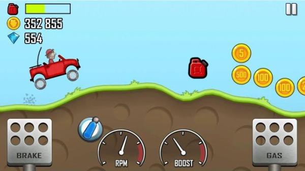 Tampilan game Hill Climb Racing