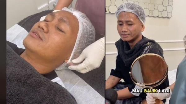 Pegi Setiawan terciduk melakukan perawatan wajah di sebuah klinik kecantikan.