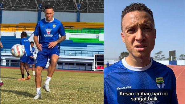 Mailson Lima Duarte Lopes, pemain anyar Persib Bandung saat mengikuti latihan pertamanya bersama Maung Bandung di Stadion Sidolig, Bandung, Minggu (28/7/2024). Penyerang berusia 30 tahun ini jadi rekrutan pemain asing ke-8 Persib Bandung.