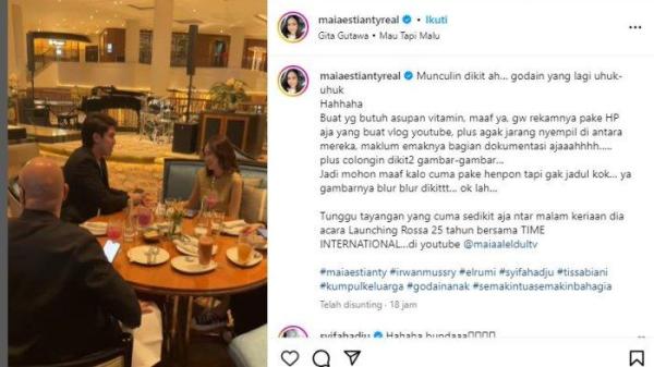 Maia Estianty membagikan momen saat makan malam bersama Syifa Hadju dan El Rumi.