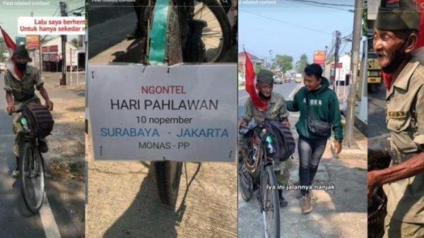 Kakek Slamet Wardoyo,yang ngontel Surabaya - Jakarta PP