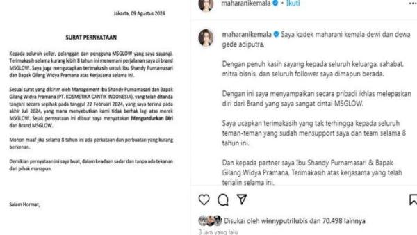 Pernyataan Maharani Kemala keluar dari brand MS Glow.
