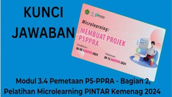 Pelajari Kunci Jawaban Modul 3.4 Pemetaan P5-PPRA (Proyek Penguatan Profil Pelajar Pancasila dan Profil Pelajar Rahmatan Lil Alamin).- Bagian 2, Pelatihan Microlearning 