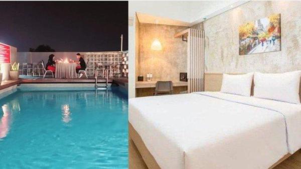 Kolase foto Kolam Renang dan Kamar Hotel Swiss-Belexpress Cilegon.