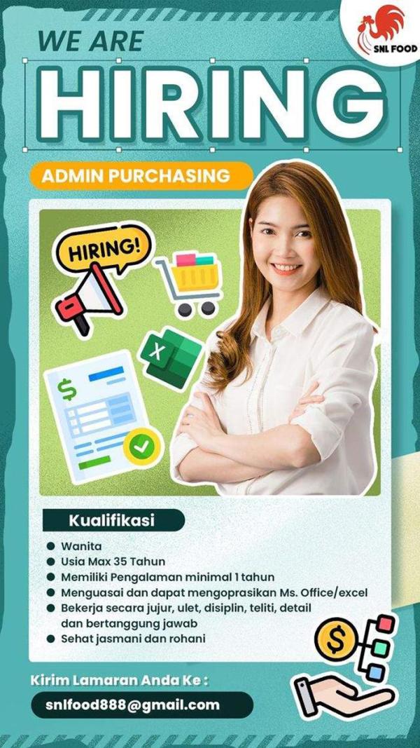 Lowongan Kerja Batam - SNL Food Batam buka lowongan kerja Admin Puschasing