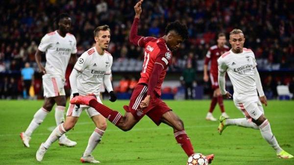 Kingsley Coman di Liga Champions Bayern Munchen vs Benfica Lisbon pada 2 November 2021 di Munich, Jerman selatan.