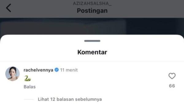Rachel Vennya kepergok meninggalkan emoji ular di unggahan Instagram milik Azizah Salsha.