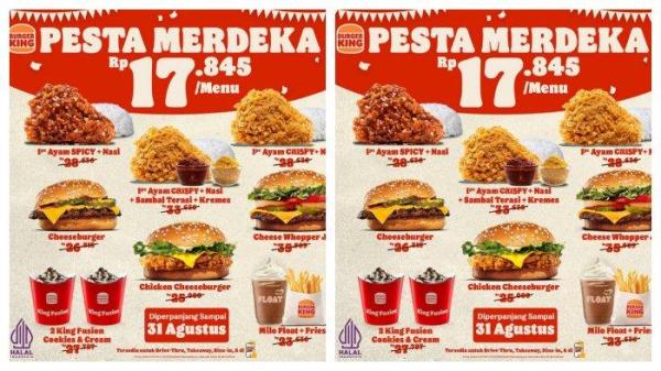 Promo serba Rp 17 ribu Burger King diperpanjang hingga 31 Agustus 2024