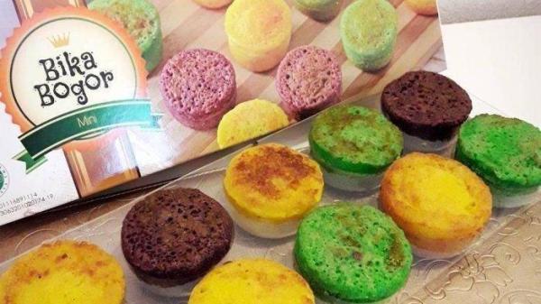 Bentuk bika mini di Bika Bogor Talubi dengan varian rasa yang berbeda serta khas.