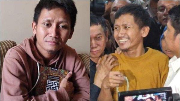 Pegi Setiawan memberikan keterangan kepada awak media usai bebas dari ruang tahanan Polda Jawa Barat
