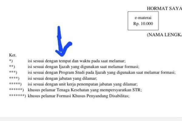 Keterangan di surat lamaran CPNS 2024 perlu dihapus atau tidak.
