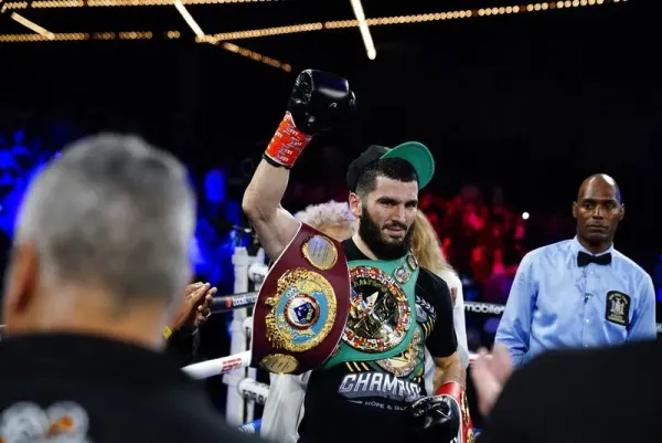 Artur Beterbiev gestures after defeating Joe Smith Jr. <div class=