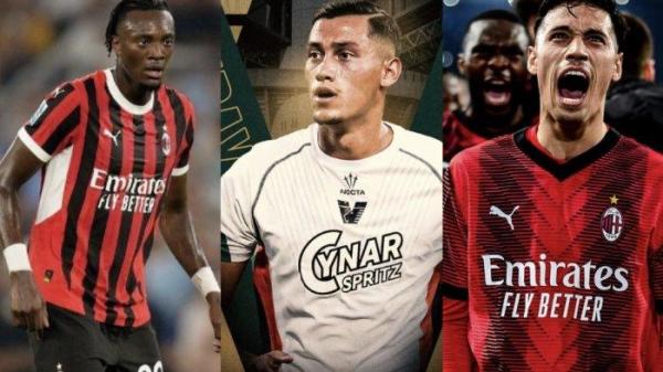 Aksi eks AS Roma Tammy Abraham, Jay Idzes si bek Timnas Indonesia dan Tijjani Reijnders di laga AC Milan vs Venezia