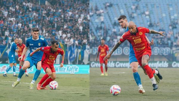 Kolase cuplikan pertandingan antara Persib Bandung melawan Persija Jakarta di pekan keenam Liga 1 2024, Senin (23/9).