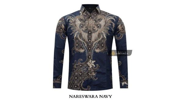 Rekomendasi Kemeja Batik Pria Lengan Panjang - Batik Arkanza Motif Nareswara Navy.