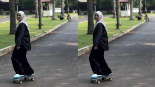 Cut Syifa mahir main skateboard