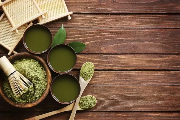 Ilustrasi teh hijau atau matcha