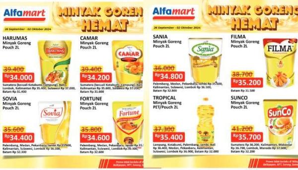 Diskon Besar Alfamart Hari Ini 30 September 2024, Minyak Goreng Harumas Rp 34.000, MILO Rp 7.900