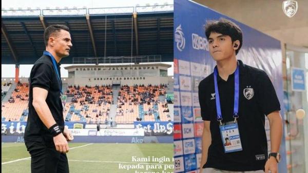 FOTO Carlos Pena dan Victor Dethan (kanan). Jika Bernardo Tavares meradang, ternyata beda sikap pelatih Persija Jakarta di Liga 1, Carlos Pena soal kinerja wasit Steven Yubel Poli saat duel Persija vs PSM di Liga 1.