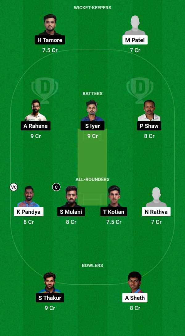 BRD vs MUM Dream11 Prediction Fantasy Cricket Tips Dream11 Team India Domestic Test Championship