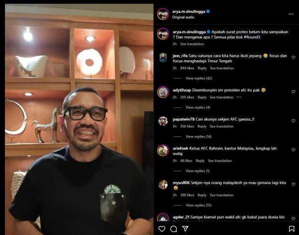 Pernyataan anggota Exco PSSI, Arya Sinulingga, membalas pernyataan kontroversi Sekjen AFC asal Malaysia, Datuk Seri Windsor John, perihal kontroversi wasit laga Bahrain vs Timnas Indonesia.
