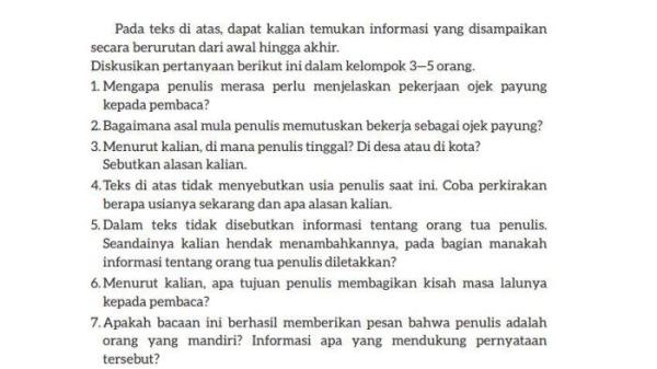Soal Bahasa Indonesia kelas 9 halaman 104.