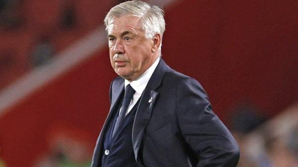 Ekspresi Carlo Ancelotti melihat hasil imbang Real Madrid atas Mallorca di pekan pertama Liga Spanyol, Senin (19/8/2024) dini hari WIB. (Twitter/@realmadrid)